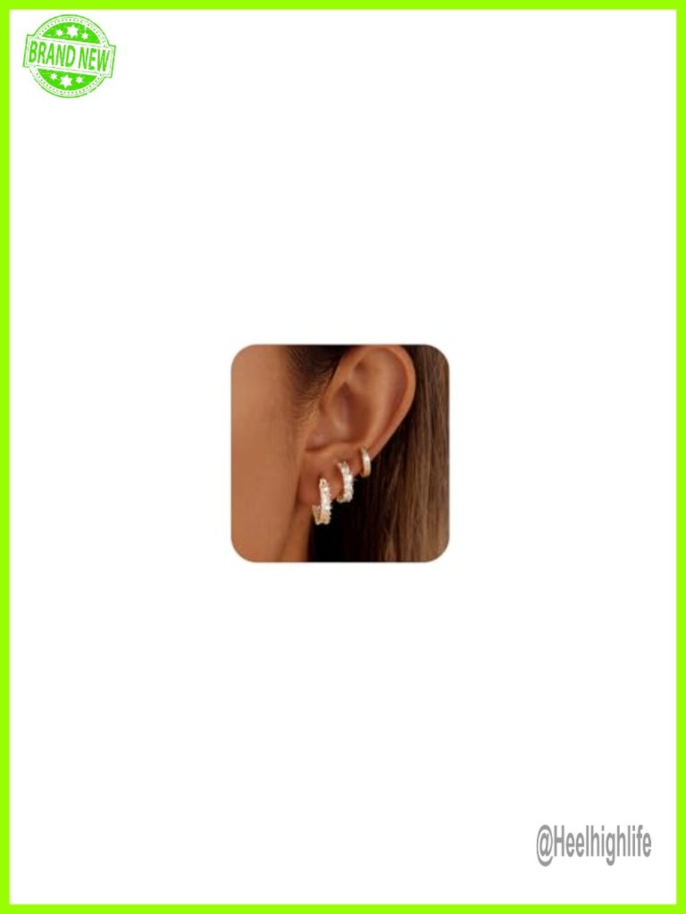 CZ Hoop Earrings Set 3 Pairs Hypoallergenic Copper Lever Back